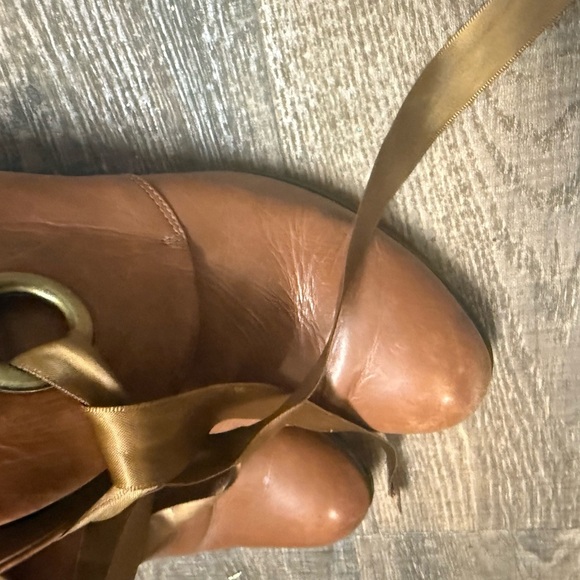 Django and Juliette GUCsize 7.5 (38) ribbon lace up Tan Ankle Boots luxury brand - Picture 11 of 16